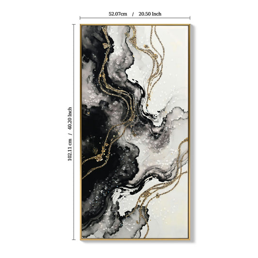 Large Framed And Abstract Wall Art, Minimalist Canvas Prints (Set of 2) - White / Black