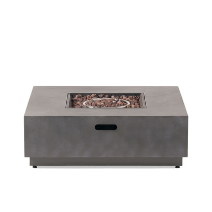 Modern Square Iron Fire Pit 50, 000 Btu - Stone Gray