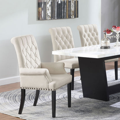 Norwich - Dining Arm Chair With Button Tufting And Rolled Top