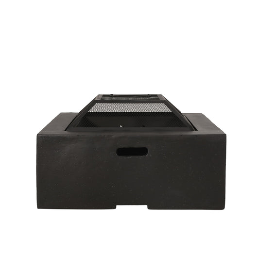 Outdoor Square Mgo Wood Burning Fire Pit - Dark Gray