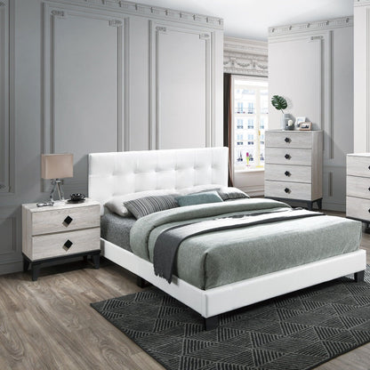 Contemporary Style Bed, Rectangle Headboard