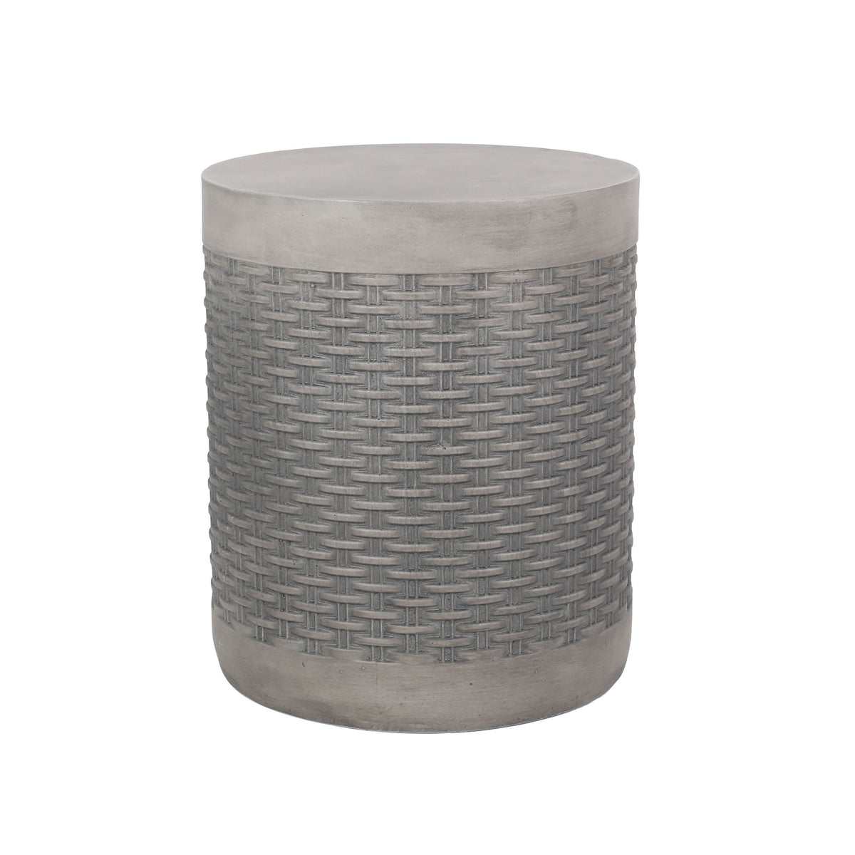 Outdoor Lightweight End Table Round Concrete Outdoor Side Table - Light Gray