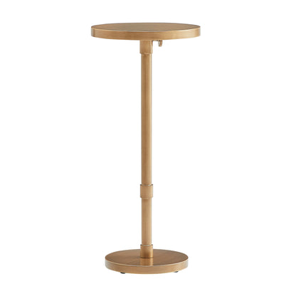 Morven - Adjustable Height Accent Table With Round Top - Antique Brass