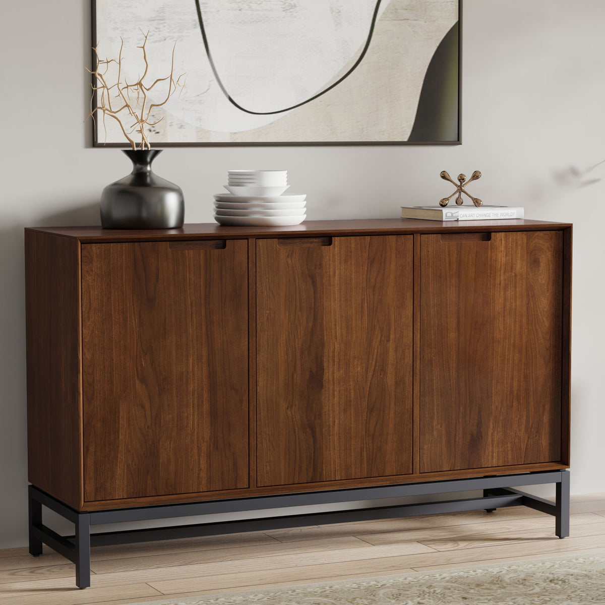 Banting - 3 Door Sideboard Buffet With Adjustable Shelves - Natural Walnut