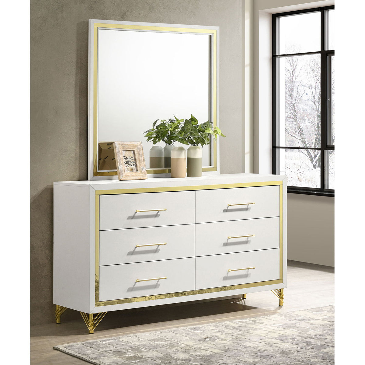 Malcolm - 6 Drawer Dresser With Mirror - White