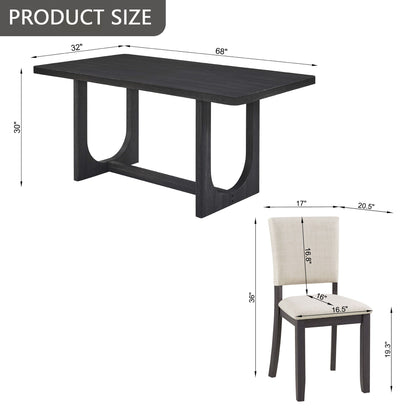 Dining Table Set, Rectangular Kitchen Table With Upholstered Chairs