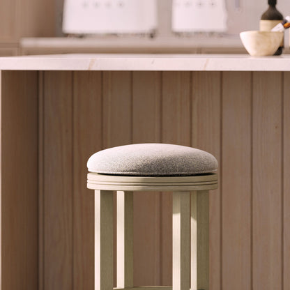 Backless Swivel Stool With Upholstered Seat