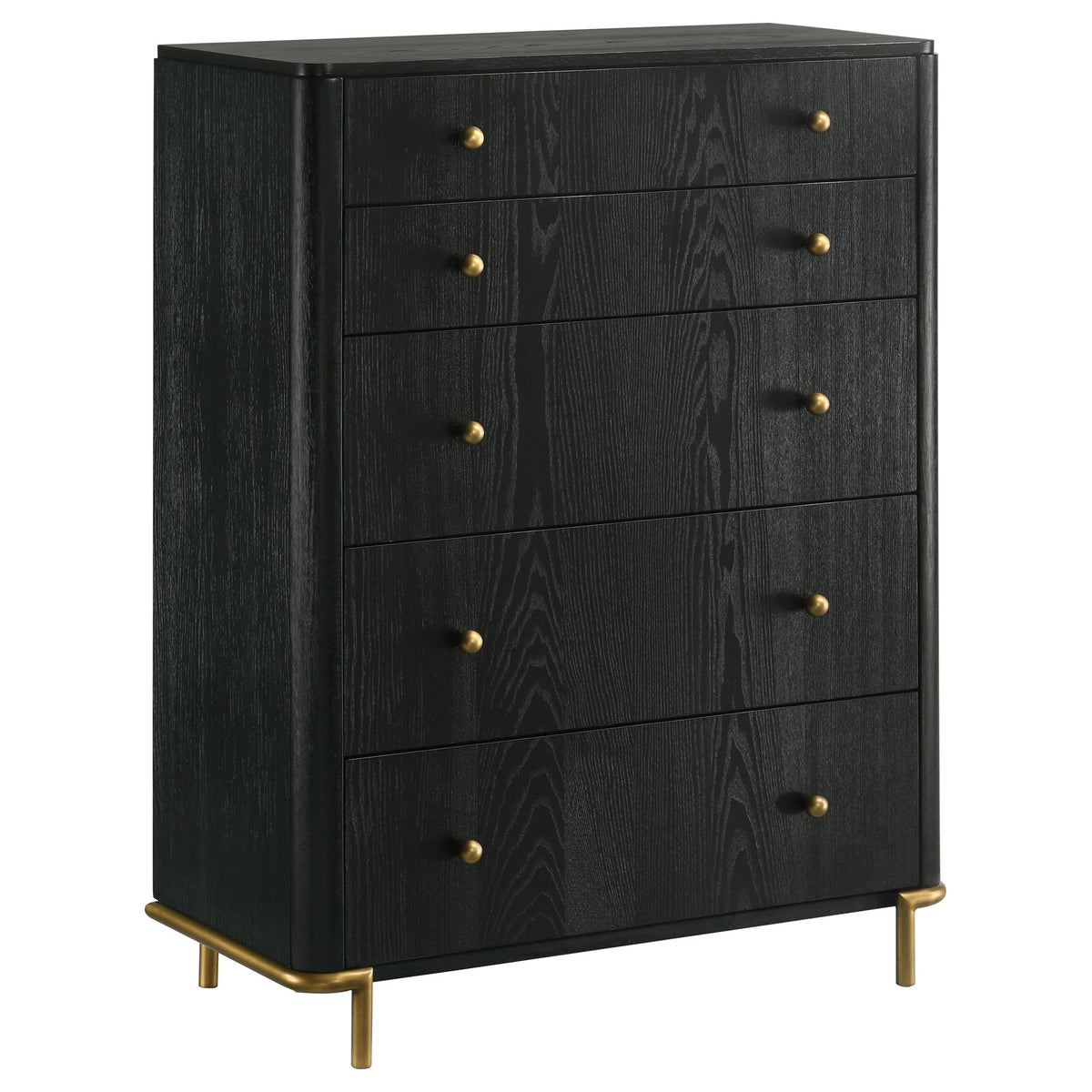Anser - 5 Drawer Chest, Bedroom Storage Furniture - Black