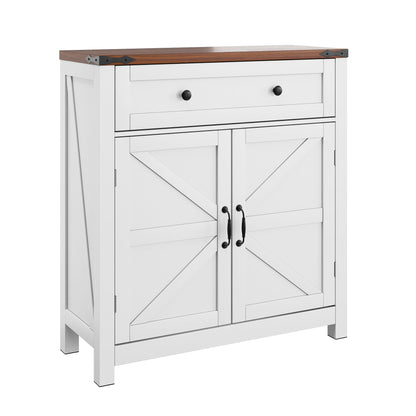 Farmhouse Storage Cabinet With Drawer And Adjustable Shelf