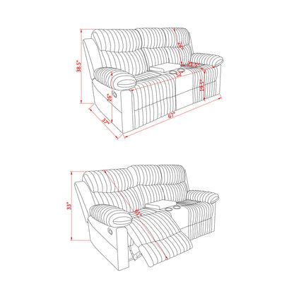 Bruni - Console Reclining Loveseat With Manual Recline And Rich Upholstery - Brown