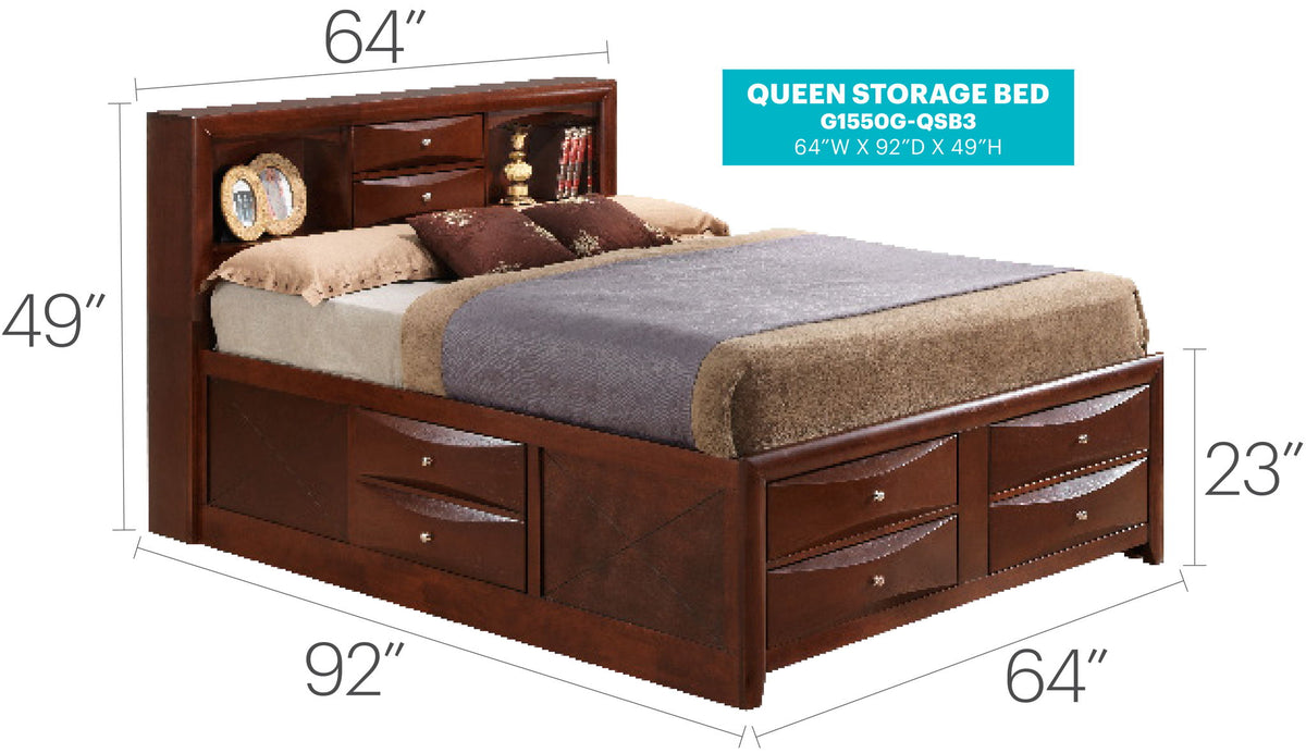 Modern Design Storage Bed With Bookcase Headboard