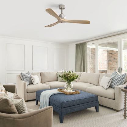 52" Outdoor Ceiling Fan With Remote Control Blades Reversible DC Motor - Brushed Nickel