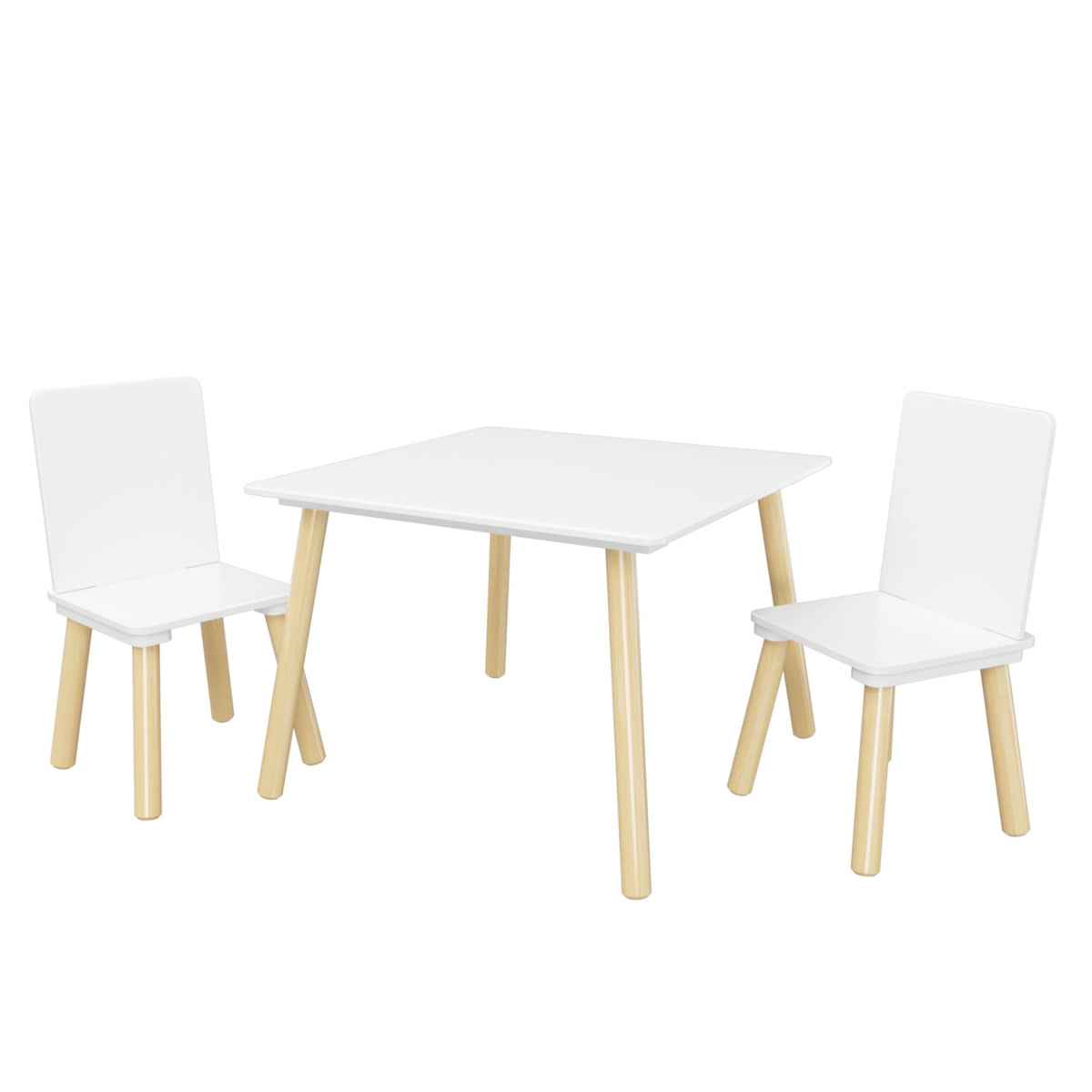 Kids Table And 2 Chairs Set, 3 Piece Toddler Activity Play - White