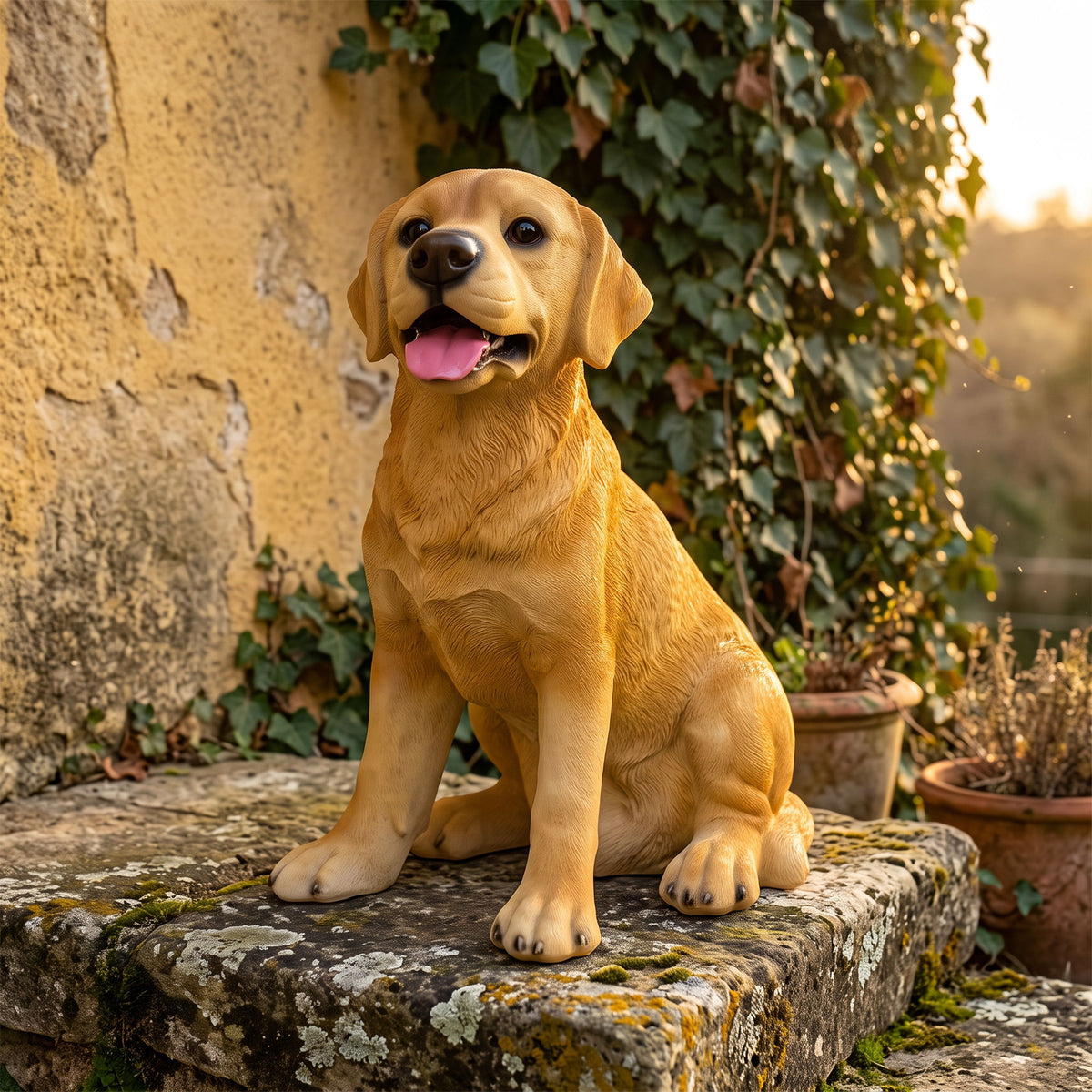 Labrador Resin Statue, Weather-Resistant Dog Figurine, An Outdoor Garden Ornament Suitable For Display In Yards, On Lawns, And Indoors.