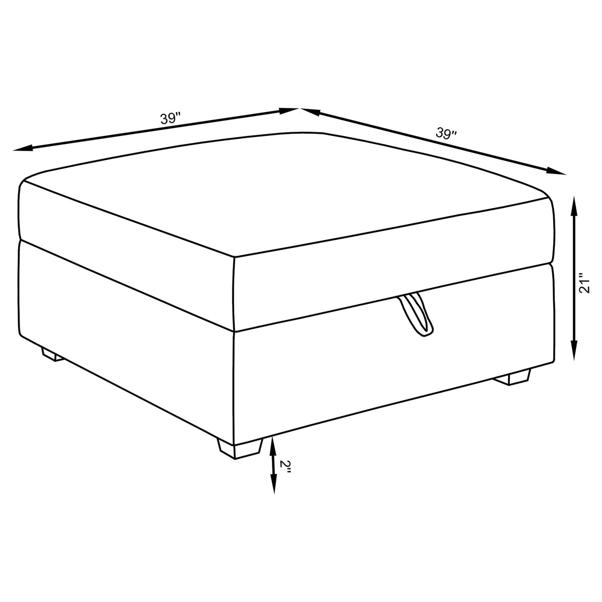 Austin - Square Upholstered Ottoman - Gray