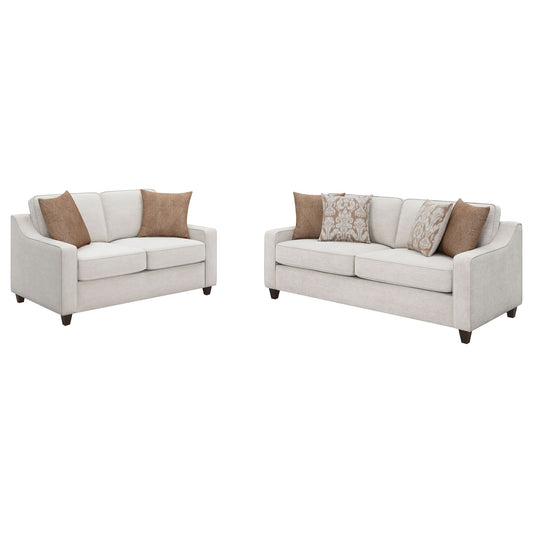 Mahaffey - 2 Piece Track Arm Living Room Set - Beige