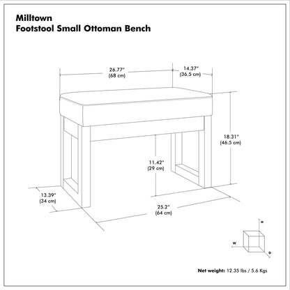 Milltown - Small Ottoman Bench - Stone Gray