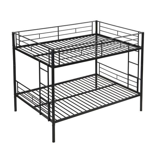 Modern Metal Bunk Bed, Full Over Full, No Box Spring Needed - Black