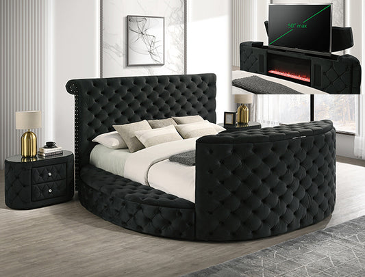 Voltare Fireplace/TV Lift Bed Black