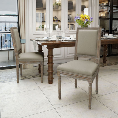 Traditional Style Dining Chair Set With Fabric Upholstery