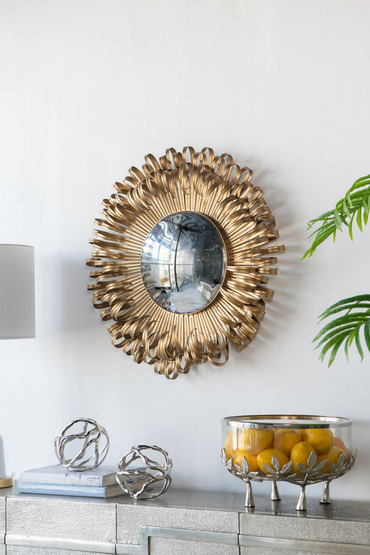 Sunburst Design Wall Mirror Decorative en For Entryway, Modern Living Room - Gold