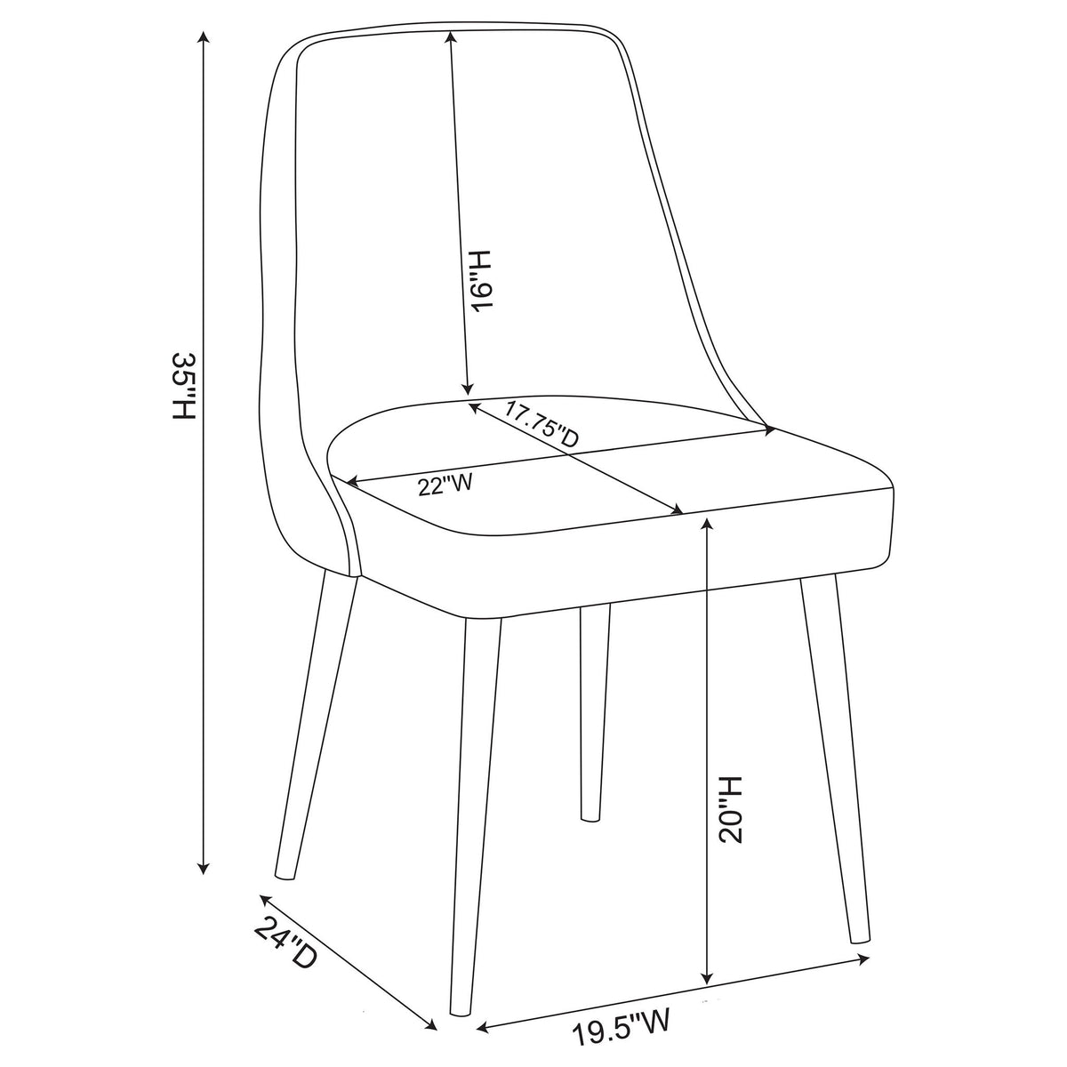 Curved Back Side Chair (Set of 2)