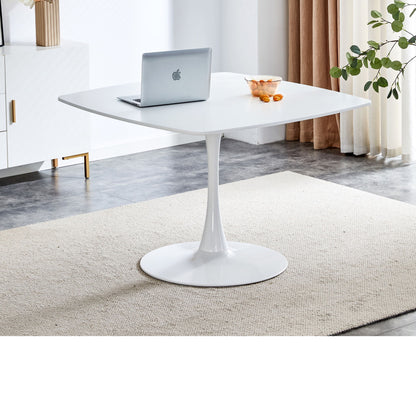Table Mid-Century Dining Table For 4-6 People With Round Table Top, Pedestal Dining Table, End Table Leisure Coffee Table
