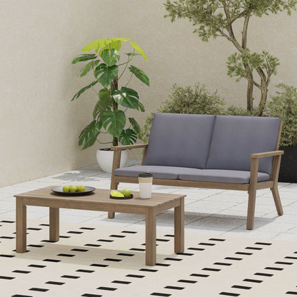 Avacyn - Outdoor Loveseat And Coffee Table Set With Cushions - Dark Gray