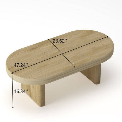 Oval Fluted Coffee Table - Natural