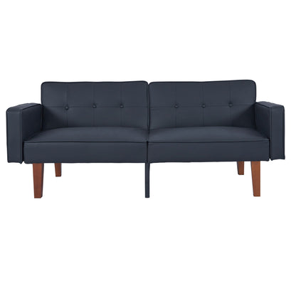 Convertible Futon Sofa Bed With Adjustable Split Back, Twin Size Sleeper Couch - Black