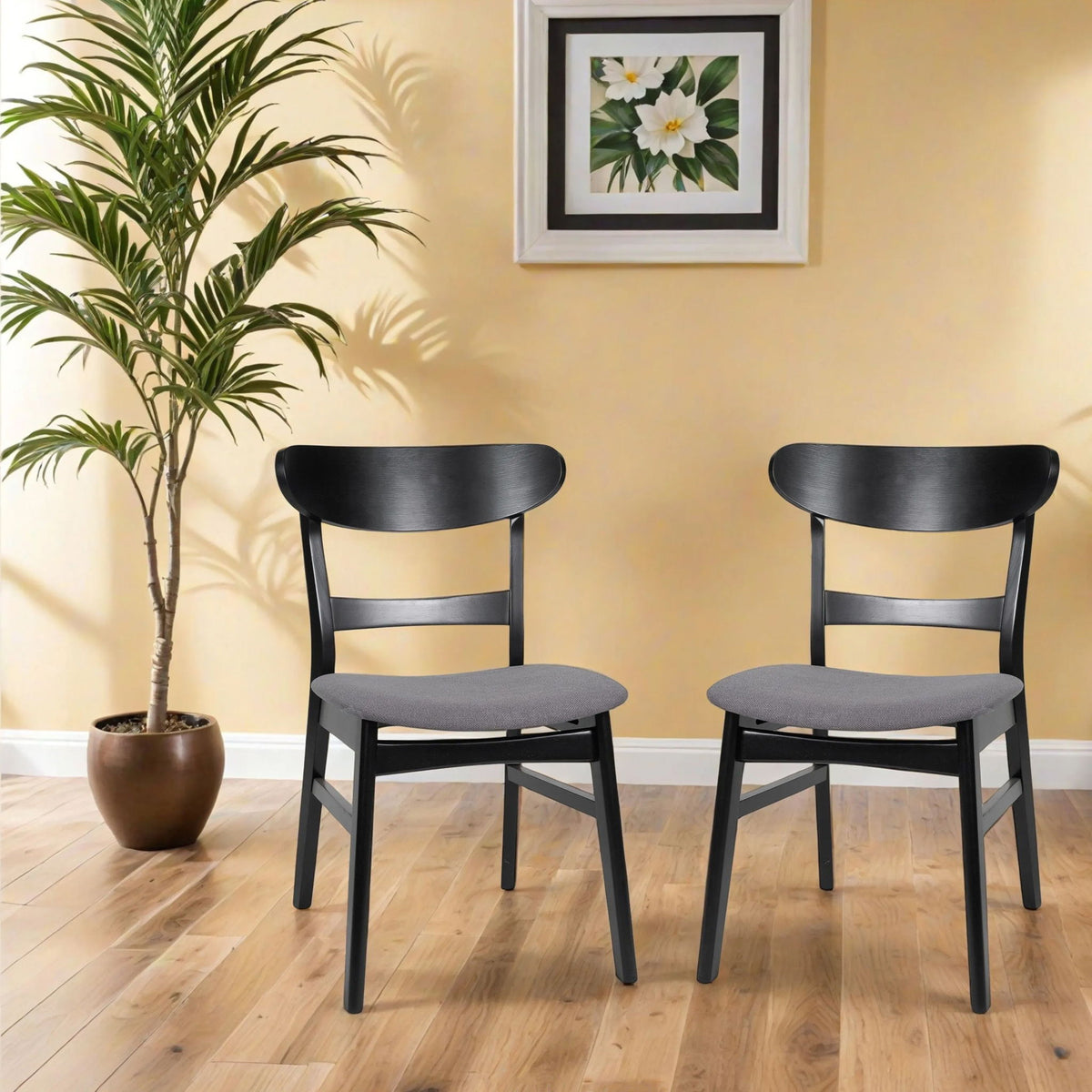 Modern Dining Chair With Upholstered Seat And Wood Frame