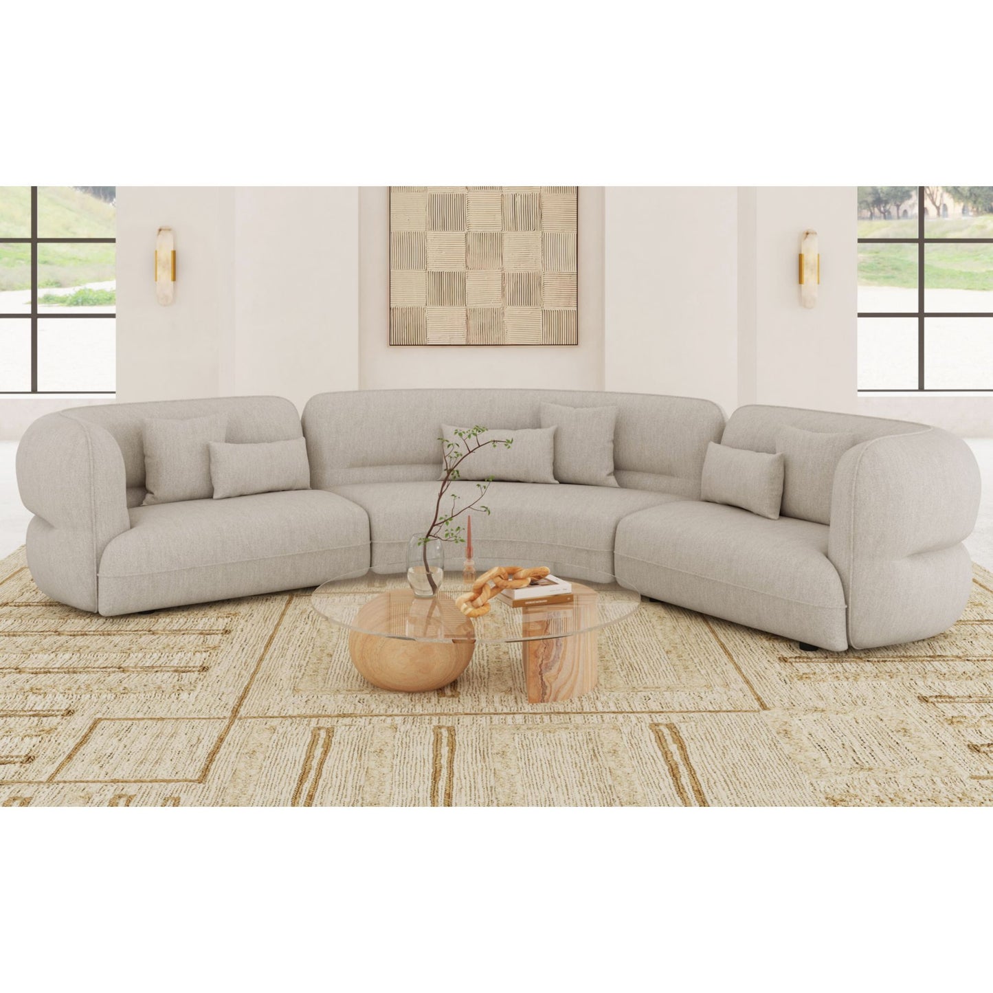 Four Seasons - RHF Loveseat With 2 Pillows - Camel