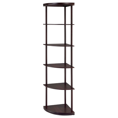 Corner Bookcase With 5 Shelves, Compact Design For Living Room - Cappuccino