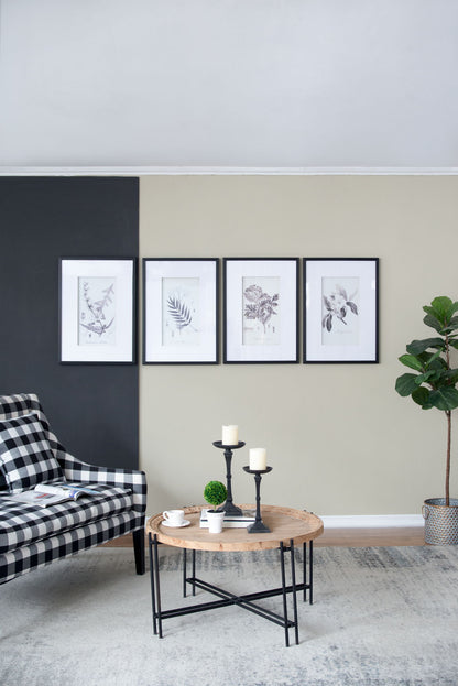 Botanical Wall Art Prints, Home Decor For Living Room Dining Room, Bedroom, Hallway (Set of 4) - White / Black