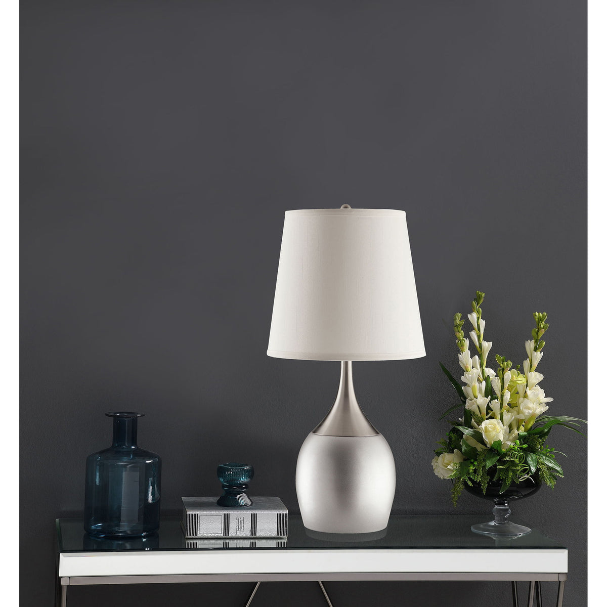 Droplet Empire - Shade Urn Table Lamp (Set of 2) - Silver