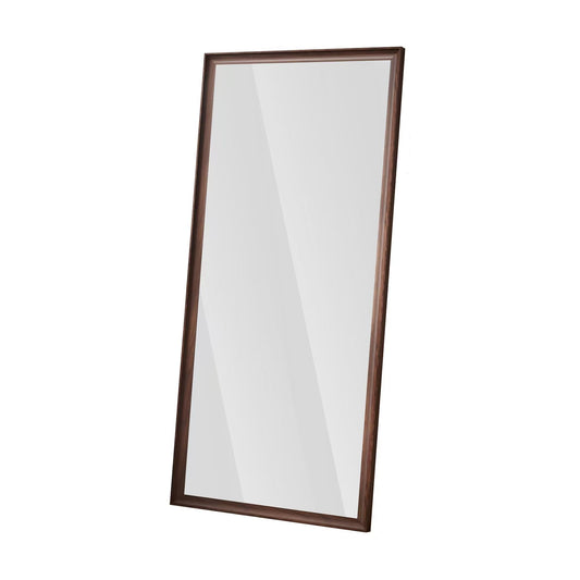 Vintage Full Length Mirror Wall Mounted With Faux Wooden Frame - Brown