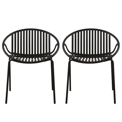 Stackable Outdoor Chairs With Breathable Plastic Backrest (Set of 2)