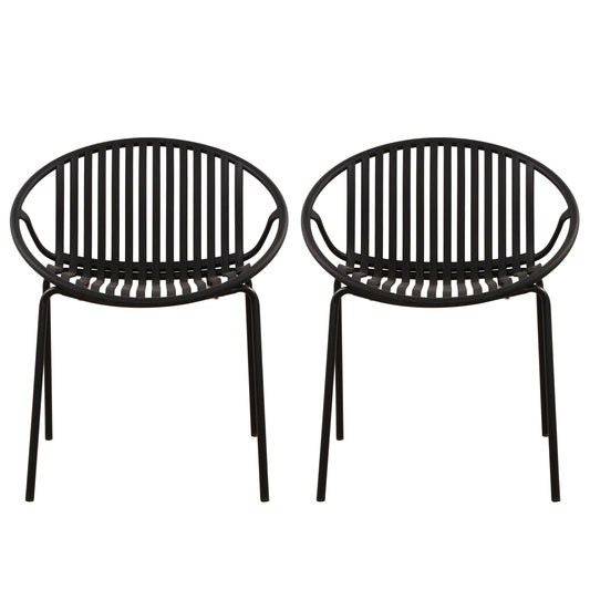 Stackable Outdoor Chairs With Breathable Plastic Backrest (Set of 2)