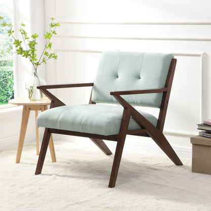 Modern Accent Chair With Plush Cushions, Angled Arm Design - Green