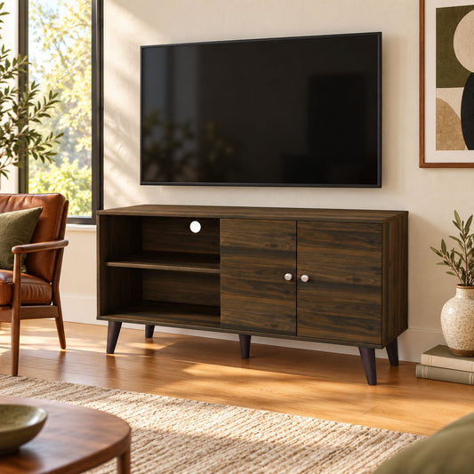 Amidon - TV Stand, With 2 Storage Shelves And 1 Cabinet