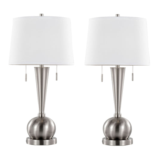 Jules - Contemporary Table Lamp Built In USB Port (Set of 2) - Brushed Nickel