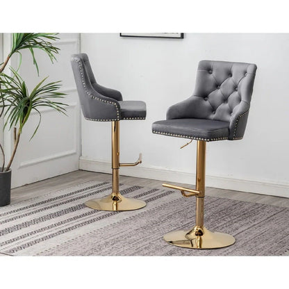 Adjustable Swivel Bar Stool With Nailhead Trim (Set of 2)