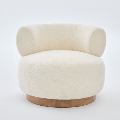 Swivel Accent Chair With Curved Backrest For Home Decor - Beige