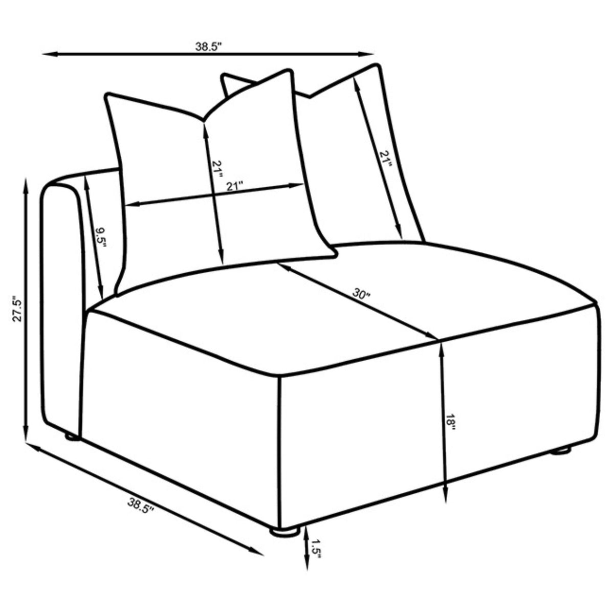 Amherst - Armless Chair With Accent Pillow - Gray