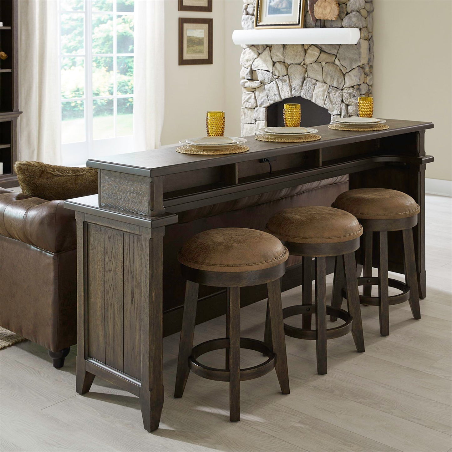 Paradise Valley - 4 Piece Living Room Set - Saddle Brown