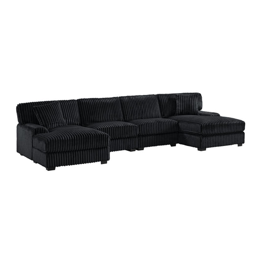 Nightfall - RHF Chaise With 1 Pillow 20" - Grand Cord Black