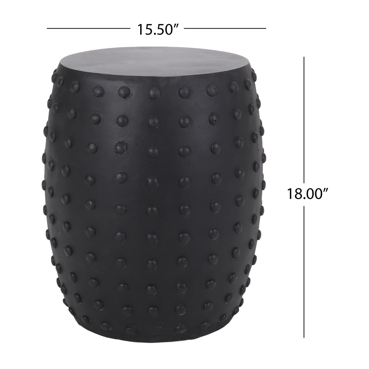 Outdoor End Table With Outstanding Studded Design - Matte Black
