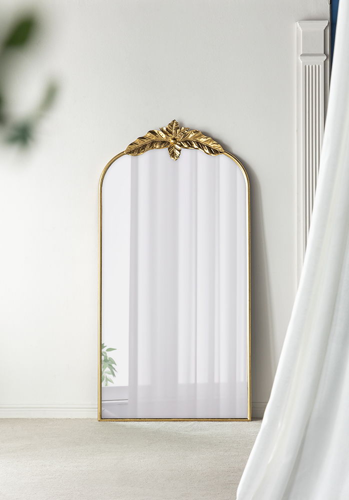 Arched Wall Mirror With Metal Frame, Wall Mirror For Living Room