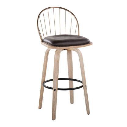 Riley - Industrial / Urban Fixed Height Barstool With Swivel With Removable Cushion (Set of 2) - White Washed / Brown