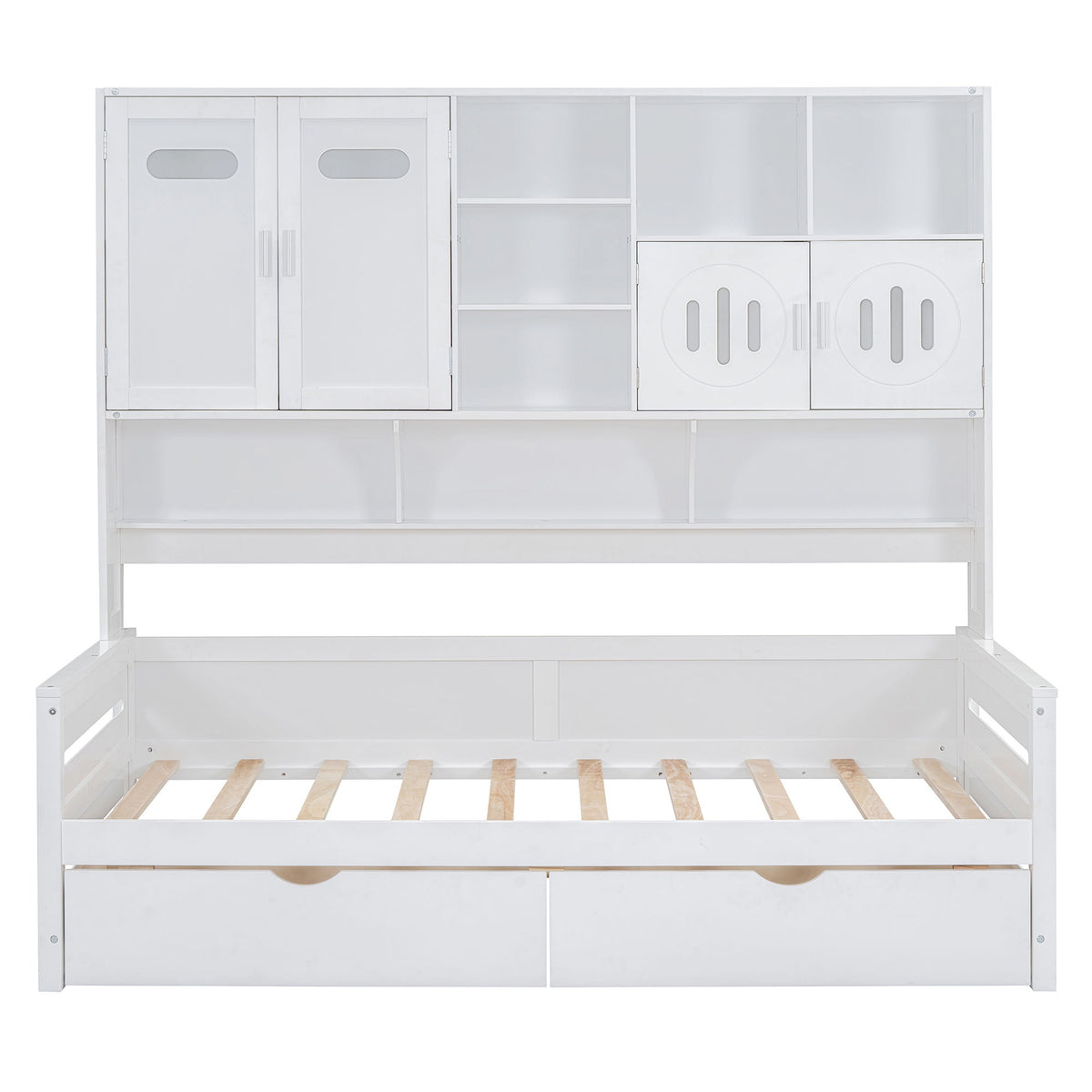 Daybed With All-In-One Cabinet And Shelf